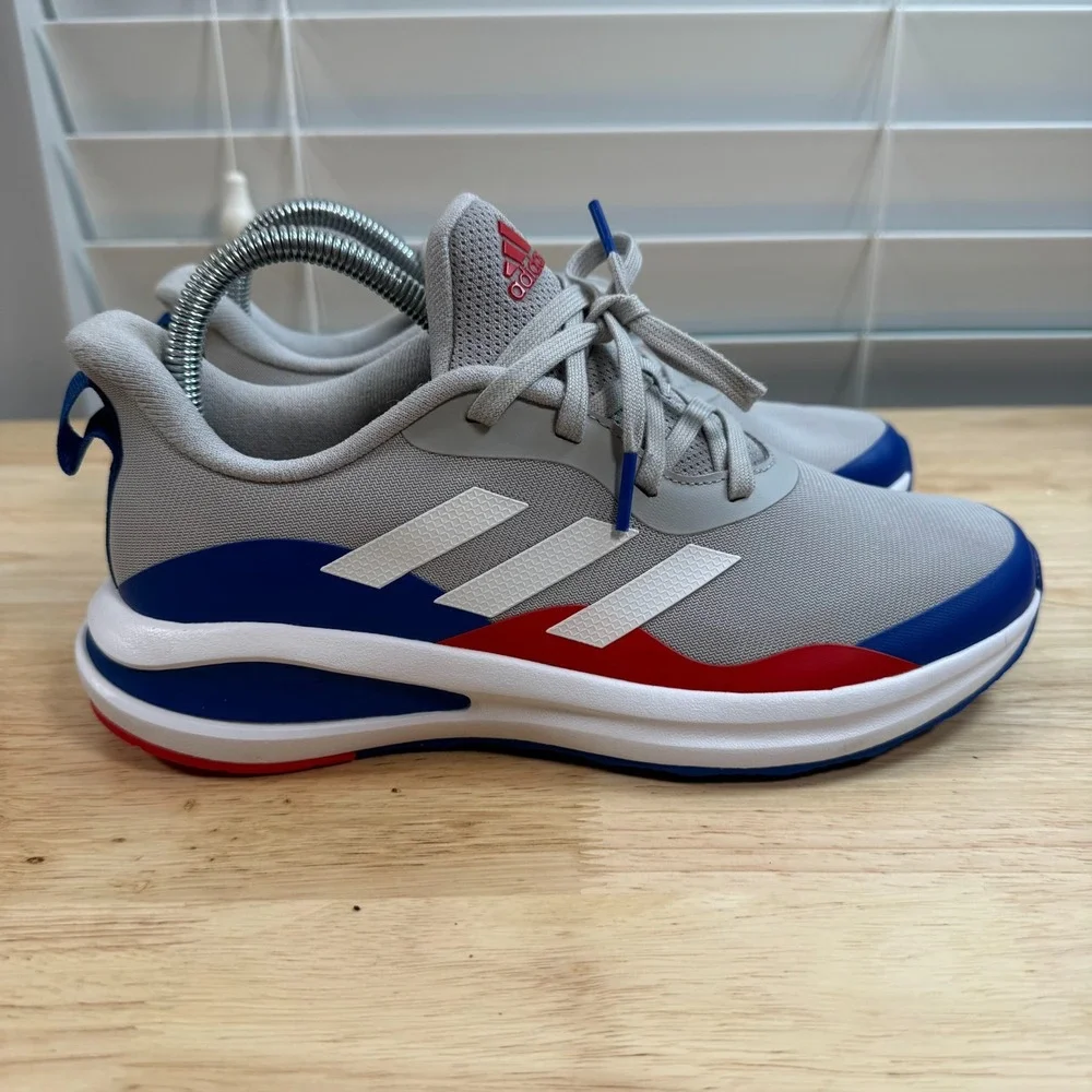 Adidas FortaRun J Athletic Sneakers Men's Gray Royal Blue Lace-Up Classic - 6‎